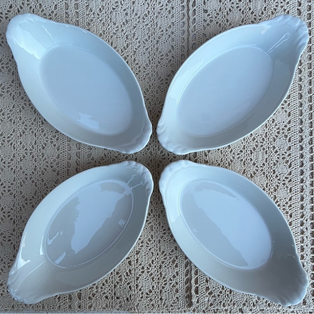 French Pillivuyt Culinaire White Porcelain Au Gratin Baking Serving Dishes (4)
